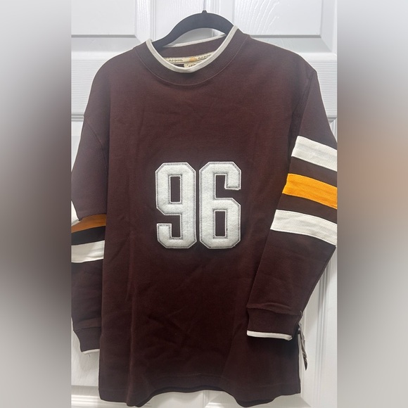 VTG OLD SKOOL NWT Brown Long Sleeve Shirt with Number 96 - Picture 1 of 5